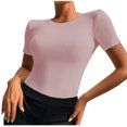 thumbnail image 1 of Blusa superior sexy de manga corta sólida con cuello redondo de verano para mujer con estilo OAVQHLG3B Store lin121212, 1 of 5