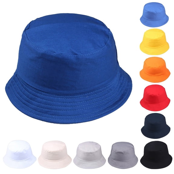 Harpily Mens Fisherman Hats Unisex Flat Top Solid Color Breathable Light Fabric Sun Protection Bucket Hat for Men Women Daily Outings