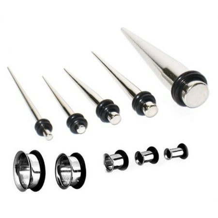 BodyJ4You 15PC Gauges Kit Ear Stretching 12G-4G Tapers Tunnel Plugs Surgical Steel Body Piercing