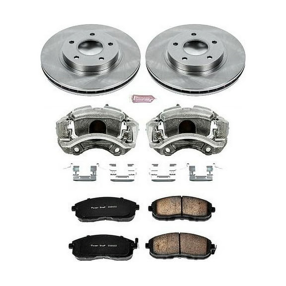 PowerStop Front Stock Replacement Brake Pad and Rotor Kit with Calipers Fits: INFINITI Select Models KCOE2280