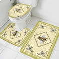 thumbnail image 4 of Sunflower Bee Bathroom Rugs Set Vintage Daisy Flower Green Border Non Slip Absorbent Soft Bath Mats 3 Piece Set with Bathroom Rug, U-Shaped Floor Mat, Toilet Seat Cover Small Size, 4 of 9