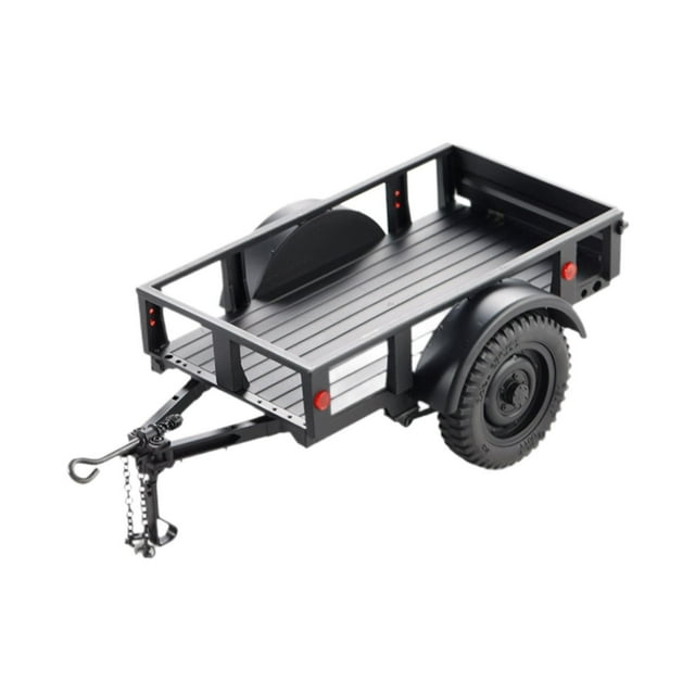 Remolque de orugas RC, accesorios de repuesto, bricolaje, modificado, actualización, desmontable con enganche, remolque de viaje para RC 1/12 1/18 C Negro