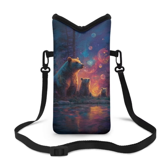 LedBack Bear Print Crossbody Phone Bag with Strap Neoprene Cell Phone Sleeve Pouch Waterproof Cellphone Purse Bag Fit Most of Smartphones, 8'' x 4''
