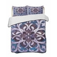 thumbnail image 2 of Quilts Queen Size, Blue Purple Ethnic Soft Comforter Bedding Set for Bed, Rustic Boho Flowers Impressionist Lightweight Quilted Bedspread with Pillow Cover(2 Pieces) for All Season, 90x96 Inch, 2 of 6