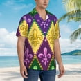 thumbnail image 5 of Kll Men'S Hawaiian Shirt Short Sleeve Button Down Beach Shirts-Mardi Gras4, 5 of 8