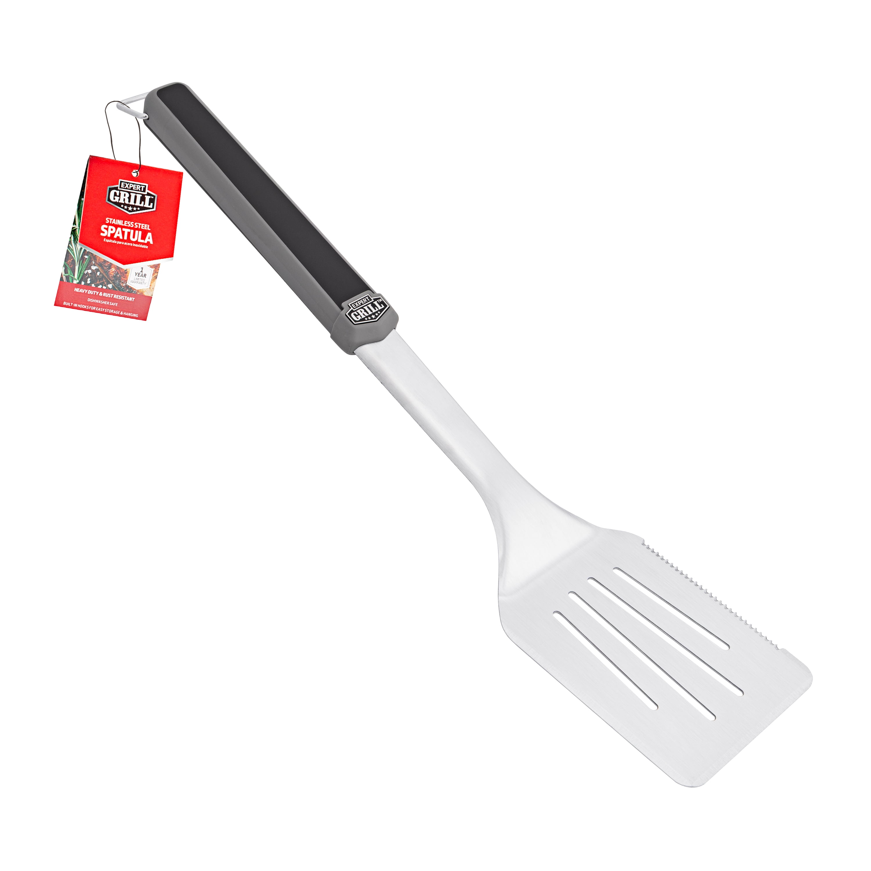 (4 pack) Expert Grill Stainless Steel Grill Spatula, Black & Gray