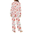 thumbnail image 4 of FOR U DESIGNS Pink Strawberry Pajama Sets for Women 2 Piece Button Down Tops Size L Long Sleeve Button Up Pajamas for Women Jogger Button Front Nightwear with Pockets, 4 of 7