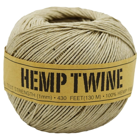 Bean Products Hemp Twine - High Tensile Strength and Durable - Made with 100% Hemp - Perfect for Jewelry, Arts & Crafts, Decoration, Cooking - 1MM, 100G/430 Ft. - 20 lb. Test Strength - Natural