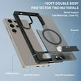 thumbnail image 4 of Dteck Magnetic Case for Samsung Galaxy S25 Ultra,Shockproof TPU+PC Anti-Slip Compatible with Mag Safe Case Adjustable Kickstand Frosted Translucent Matte Phone Cover,Black, 4 of 6