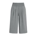 thumbnail image 7 of ATOYSOY Womens Smocked Waist Culottes Elastic High Waist Cropped Wide Leg Pants Casual Summer Capris For Beach And Vacation, 7 of 7