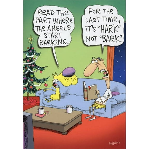 Nobleworks Angels Barking Funny / Humorous Christmas Card (1 card/1 envelope)