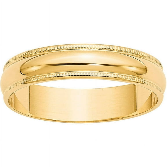 Primal Gold 14 Karat Yellow Gold 5mm Lightweight Milgrain Half Round Wedding Band