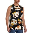 thumbnail image 2 of Easygdp Cat Skulls and Flowers Men's Breathable Tank Tops Sleeveless Sporty T Shirts for Basketball, Mountaineering, Bodybuilding -Large, 2 of 8