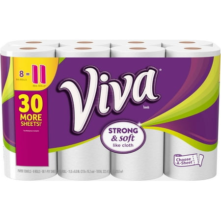 VIVA Choose-a-Sheet Big Roll Paper Towels, White, 88 sheets, 8 rolls