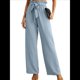 thumbnail image 1 of Pantalones Anchos para Mujer con Bolsillos, Cintura Alta, Nudo Ajustable, Holgados, Informales, para Trabajo y Negocios. Azul M, 1 of 6