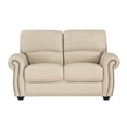 thumbnail image 4 of 63 Inch Loveseat, Cream Top Grain and Faux Leather, Brown Solid Wood, 4 of 7