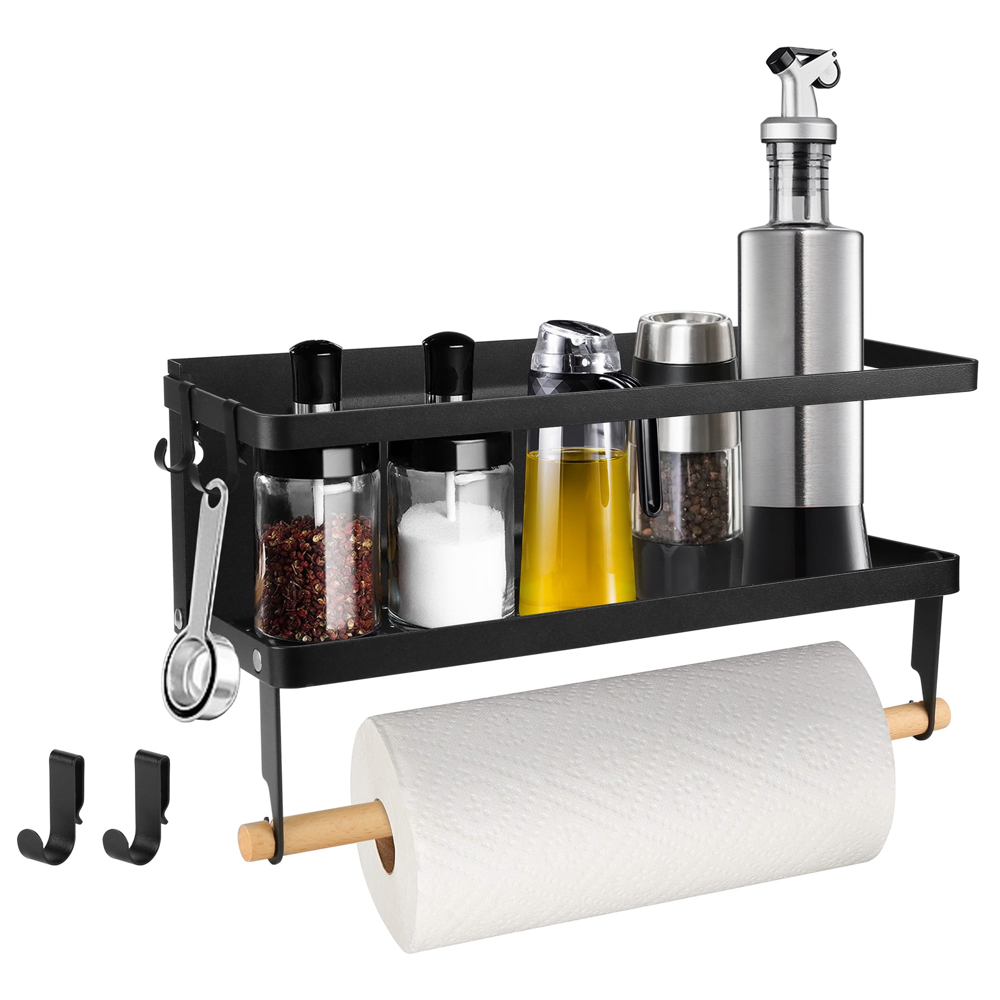 AGPTEK Magnetic Spice Rack, Magnetic Refrigerator Shelf Storage Organizer Paper Towel Holder Foldable Shelf For Kitchen Refrigerators Single Tier