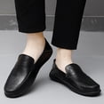 thumbnail image 2 of Go Tour Men's Premium Genuine Hand-made Leather Casual Slip on Loafers Breathable Driving Shoes Fashion Slipper A Black 8/41, 2 of 9