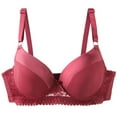 thumbnail image 2 of Loopsun Women's Bras Plus Size, Womens Plus Size A Cup Solid Lace Push Up Bra Wine, M, 2 of 4