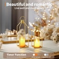 thumbnail image 5 of Ataucjin Modern Gold Metal Candle Lanterns.12" & 15" with Flameless Flickering LED Candles, Remote & 6H Timer, Indoor Outdoor Table Decor, Set of 2, 5 of 7