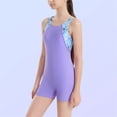 thumbnail image 6 of Cowsor 5-15Y Big Kids One Piece Swimsuit Cute Print Sleeveless Tank Crew Neck Boyshorts Quick Dry Modest Swimwear for Summer Beach, 6 of 7
