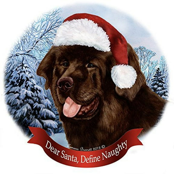 Holiday Pet Gifts Chocolate Newfoundland Santa Hat Dog Porcelain Ornament
