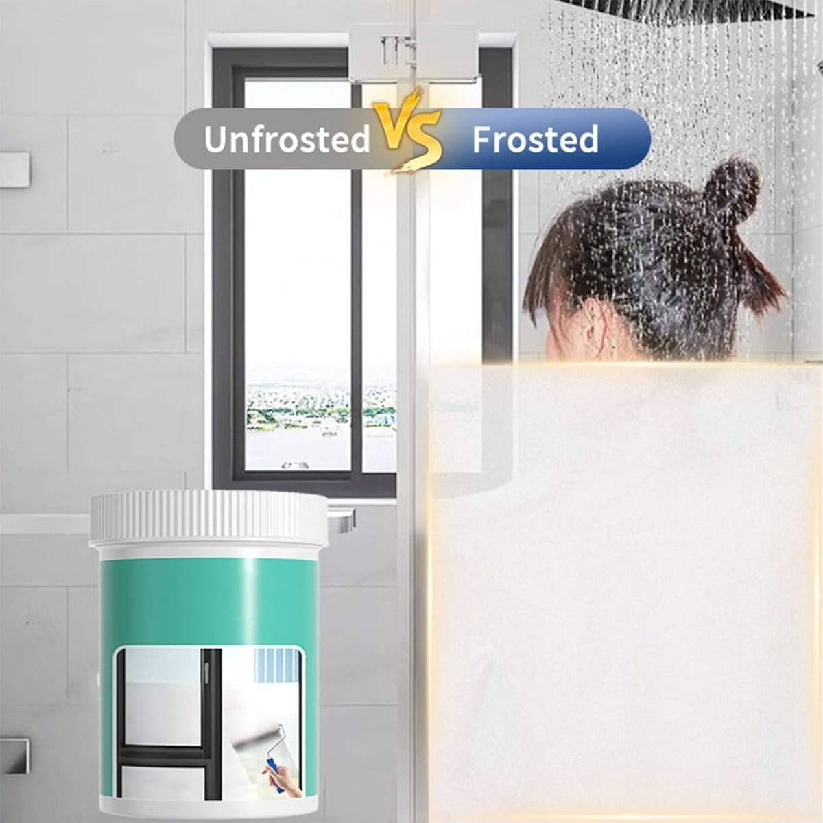 Water-Based Transparent Frosted Glass Paint, Frosted Glass Paint for Window - Window Privacy Paint, Waterproof & UV Resistant, Frosted Glass Spray, For Bathroom, Kitchen (300G)