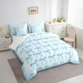 thumbnail image 4 of Manfei Ribbon Bow Knot 7 Pieces Bedding Comforter Set,Princess Bowtie Full Bedding Set,Light Blue Fitted Sheet Flat Sheet For Girls Teens,Luxury Bedroom Decor Reversible, 4 of 9