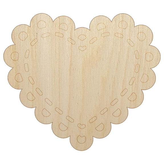 Fancy Heart Doily Love Valentine's Day Wood Shape Unfinished Piece Cutout Craft DIY Projects - 4.70 Inch Size - 1/8 Inch Thick