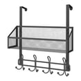 thumbnail image 3 of Organizador de ganchos sobre la puerta, organizador de almacenamiento en la parte posterior de la puerta, organizador de puerta colgante con cesta de Negro de un solo nivel, 3 of 8