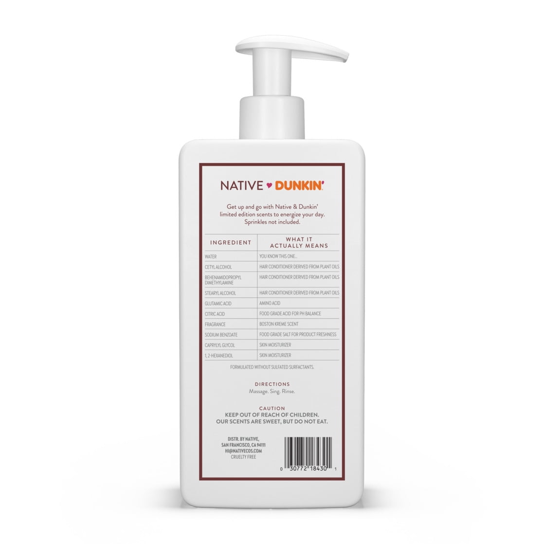 Native Sulfate Free Conditioner, Dunkin' Boston Kreme, Moisturizing, 16.5 oz