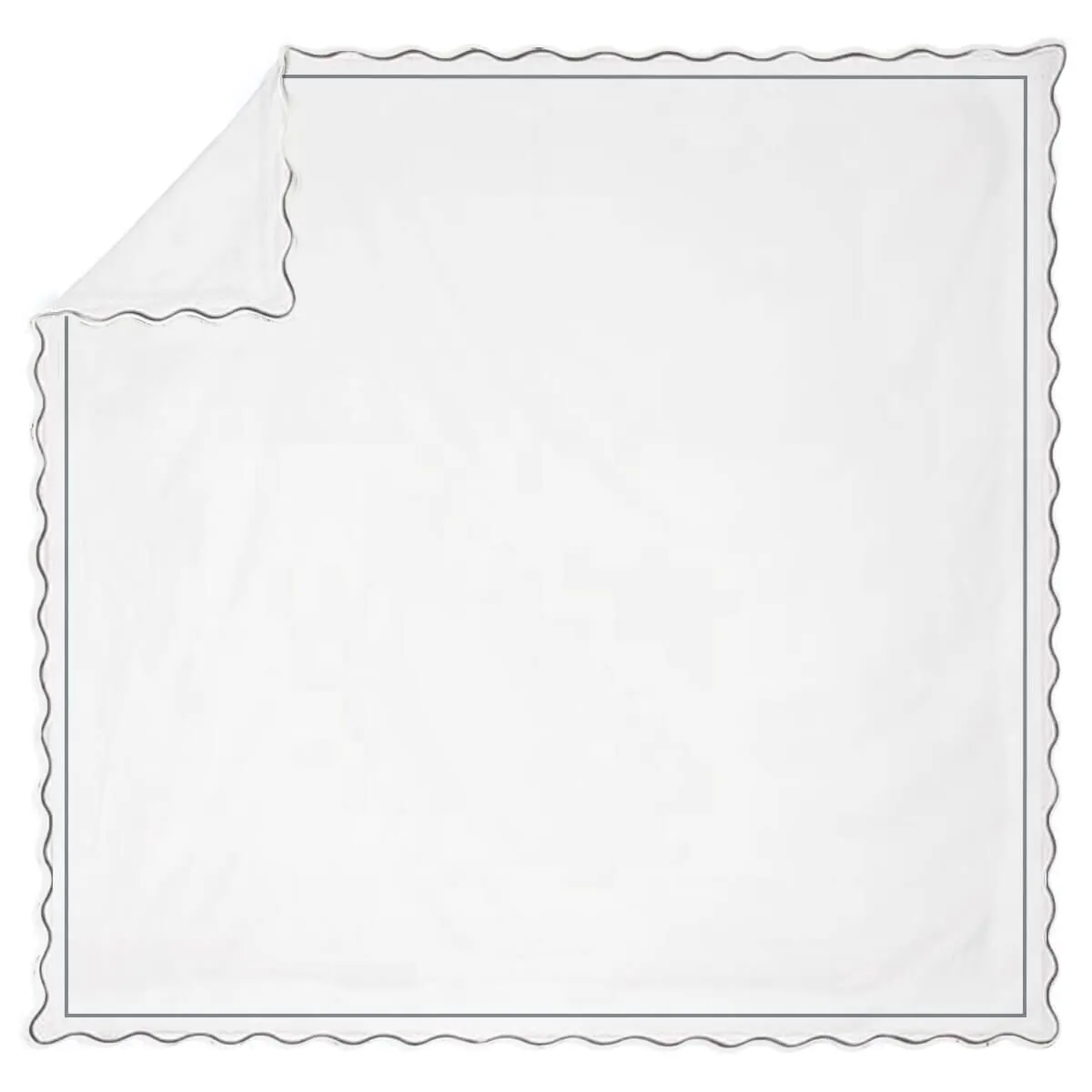 400TC Cotton Scallop Embroidery & Border Sateen Solid Duvet Cover Set