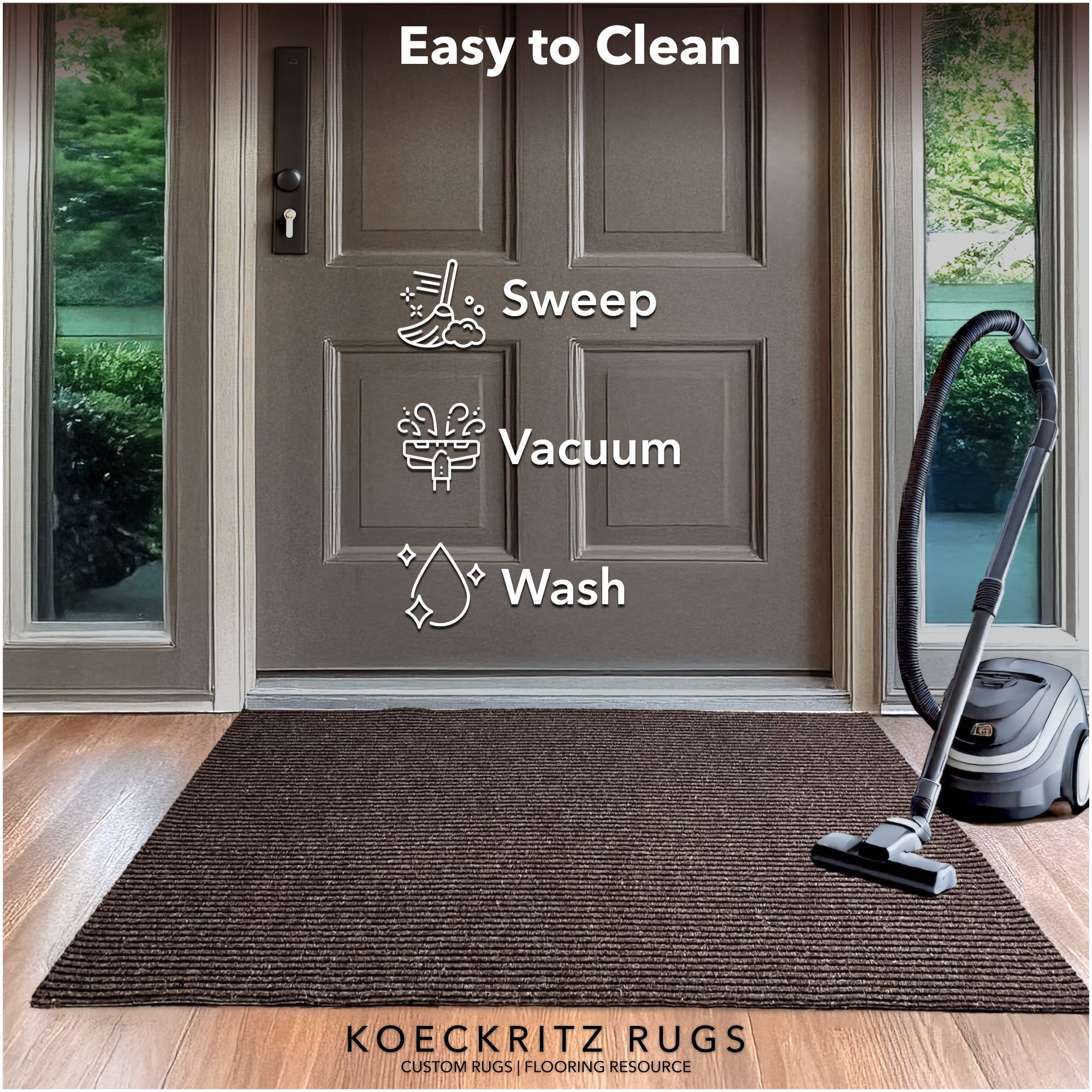 Koeckritz Rugs 4' x 14' Brown Heavy Duty Non-Slip Indoor/Outdoor Rug, All-Weather Doormat