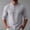 Gray, variant on Dolkfu Green Graphic Tees Button Henley Retro Vintage Elbow-Length T-Shirts Linen Modern Solid Vintage Finish Tops Army Green,L