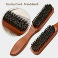 thumbnail image 3 of OPALESQUE Slick Back Hair Brush, 2 PCS Wood Handle Edge Brush Set Boar Bristle Teasing Brush Rat Tail Comb Small Portable Travel Hair Brush for Women Thin & Fine Hair Smoothing Sectioning, 3 of 9