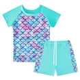 thumbnail image 3 of Girls Rash Guard 2-Piece Swimwear Fish Scale Pattern Swimwear Upf 50+ Uv for 4-12Y, 3 of 6