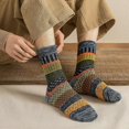 thumbnail image 5 of Calcetines Witner para hombre, gruesos y cálidos, de lana, estilo retro, de alta calidad, juego de 5 pares, calcetines para mujer, modelos para parejas, talla única, 5 of 5