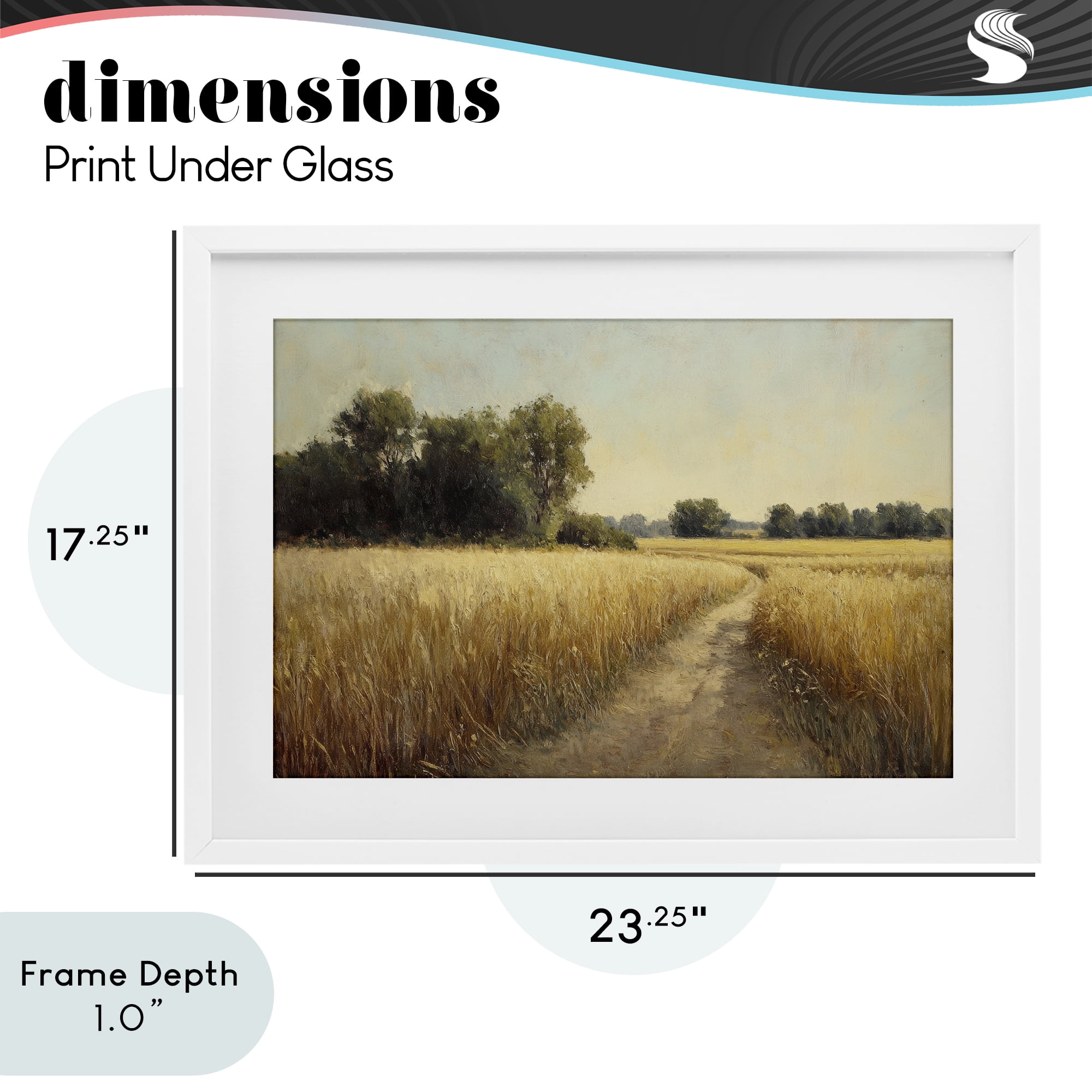 Stupell Industries Sunlit Country Wheat Path White Framed Print Under Glass, design by Petal Prints Design
