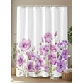 thumbnail image 4 of Purple Spring Floral Long Shower Curtain Set, Waterproof Shower Curtains for Bathroom, Summer Botanical Watercolor Flower Washable Fabric Cloth Bath Curtain for Bathtub with Hooks 72x84 Inches, 4 of 6