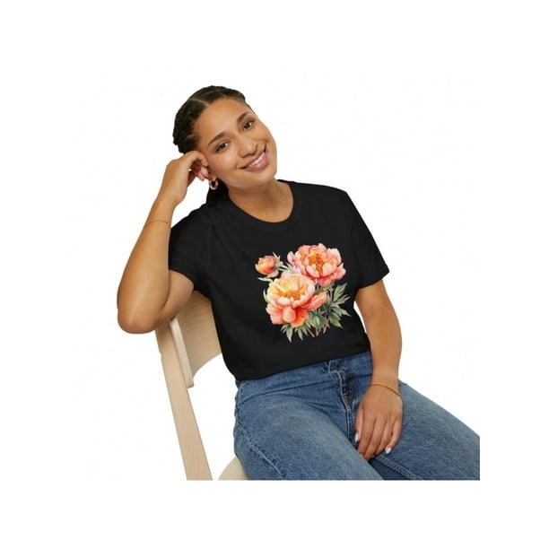 Camisetas con diseño gráfico para mujer, playera corta, clásico, estética, ropa de verano de los 90Peony TShirt Wildflower Shirt Peonies Floral Print Gift For Peony Lovers Shirt Pink Peony Watercol