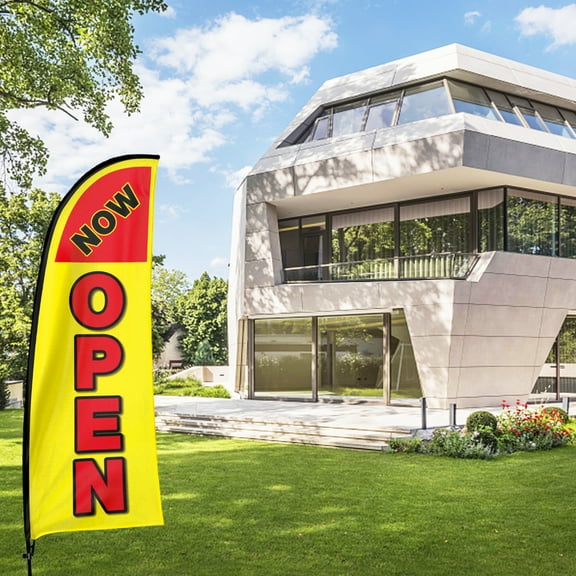 QSUM Now Open Feather Flag Kit,7FT Open Advertising Banner Business Signs