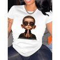 thumbnail image 1 of Women's Fashionable Black T-Shirt with Creative Praying Youngsters Graphic - Casual Round Neck Short Sleeve, Comfortable Polyester Blend, Ideal for Summer, Casual Wear|Relaxed Style|Glossy Finish, 1 of 6