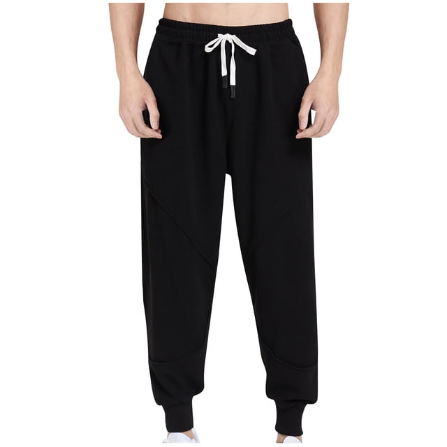 FAIWAD Men's Drawstring Elastic Waist Baggy Sweatpants Straight Leg Elastic Close Bottom Track Pants