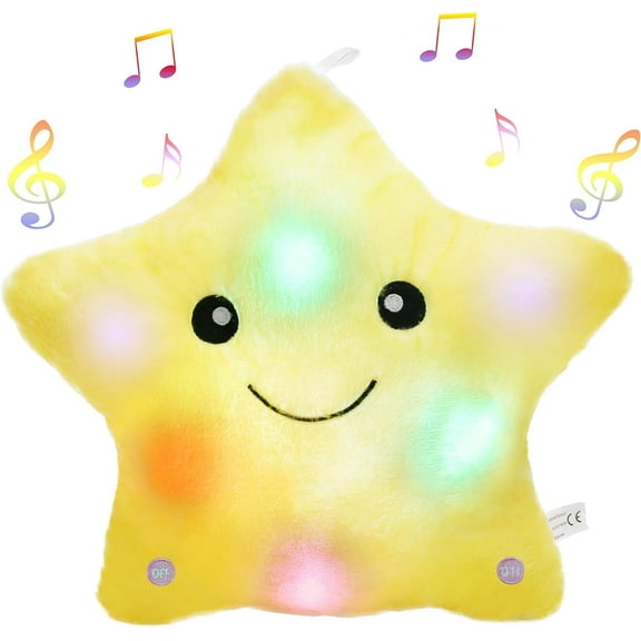 Houwsbaby 13‘’ LED Musical Twinkle Star Light up Lullaby Glow Stuffed Animal Toys Soothe Kids Emotions Birthday Valentines Christmas Festival Gift for Toddlers, Yellow