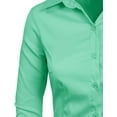 thumbnail image 4 of J. METHOD Women's Button Down Shirt 3/4 Sleeve Roll Up Stretch Collar Office Work Formal Casual Basic Blouse Top NEWT01 Mint XL, 4 of 6