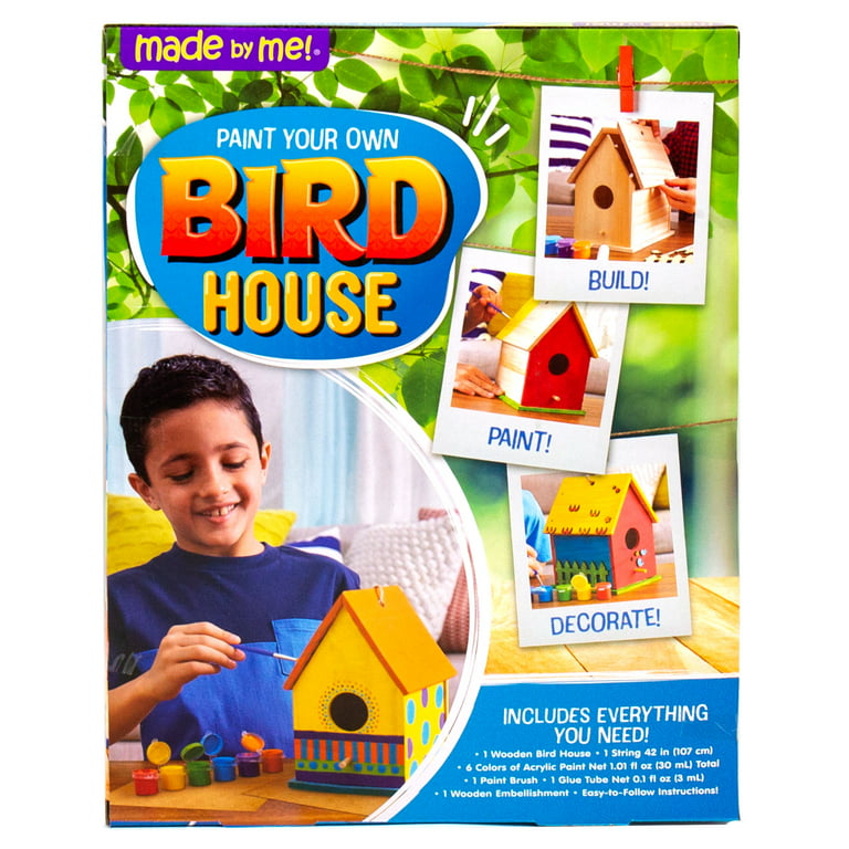 PATPAT Handcraft Your Own Bird House - Diy Kit For Kids Ages 8-12 - 4 Pack  Diy Bird House Wind Chime Kits - Build And Paint Birdhouse(Includes Paints  & Brushes) Wooden Arts