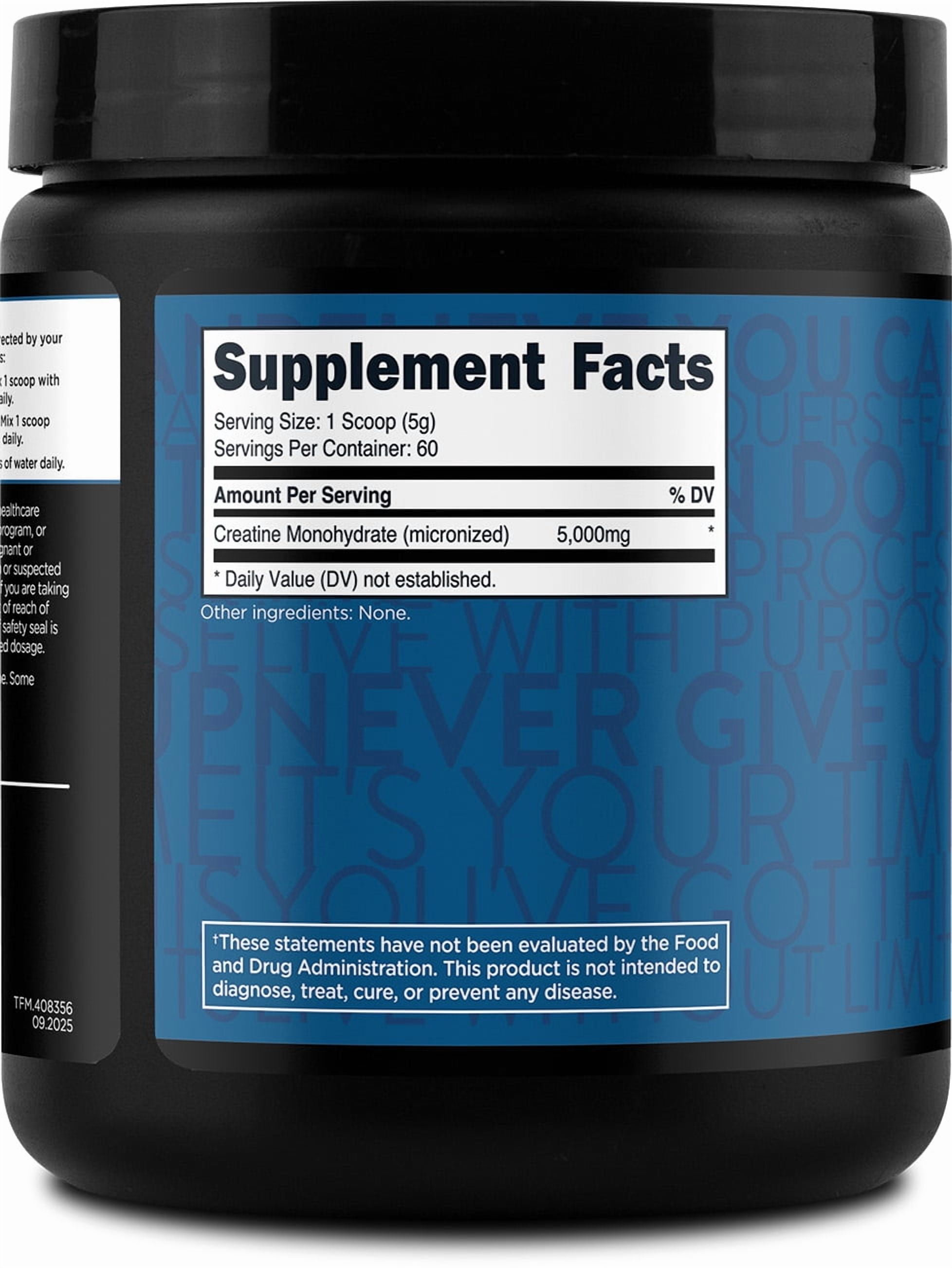 TransformHQ Creatine Monohydrate Powder (60 Servings) Unflavored - 5000mg Per Serving