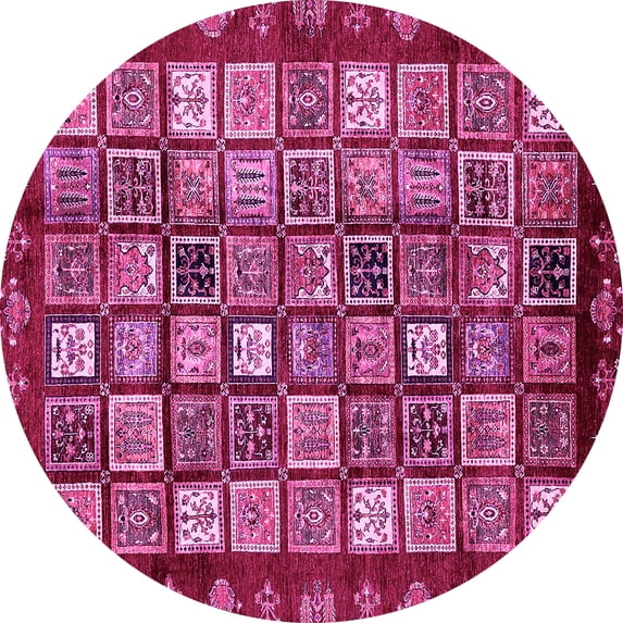 Ahgly Company Indoor Round Abstract Pink Modern Area Rugs, 5' Round