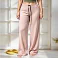 thumbnail image 2 of GERsome Womens Wide Leg Pants Soft Stretchy Drawstring Lounge Trousers with Pockets for Athletic Work Travel Pink Size XL, 2 of 7