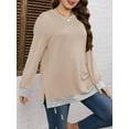 thumbnail image 5 of LANREMON Womens Tops Long Sleeve Shirts for Women Plus Size Womens Clothes Fall Tops for Women Basic Crew Neck Tops for Women Winter Khaki 3XL, 5 of 8